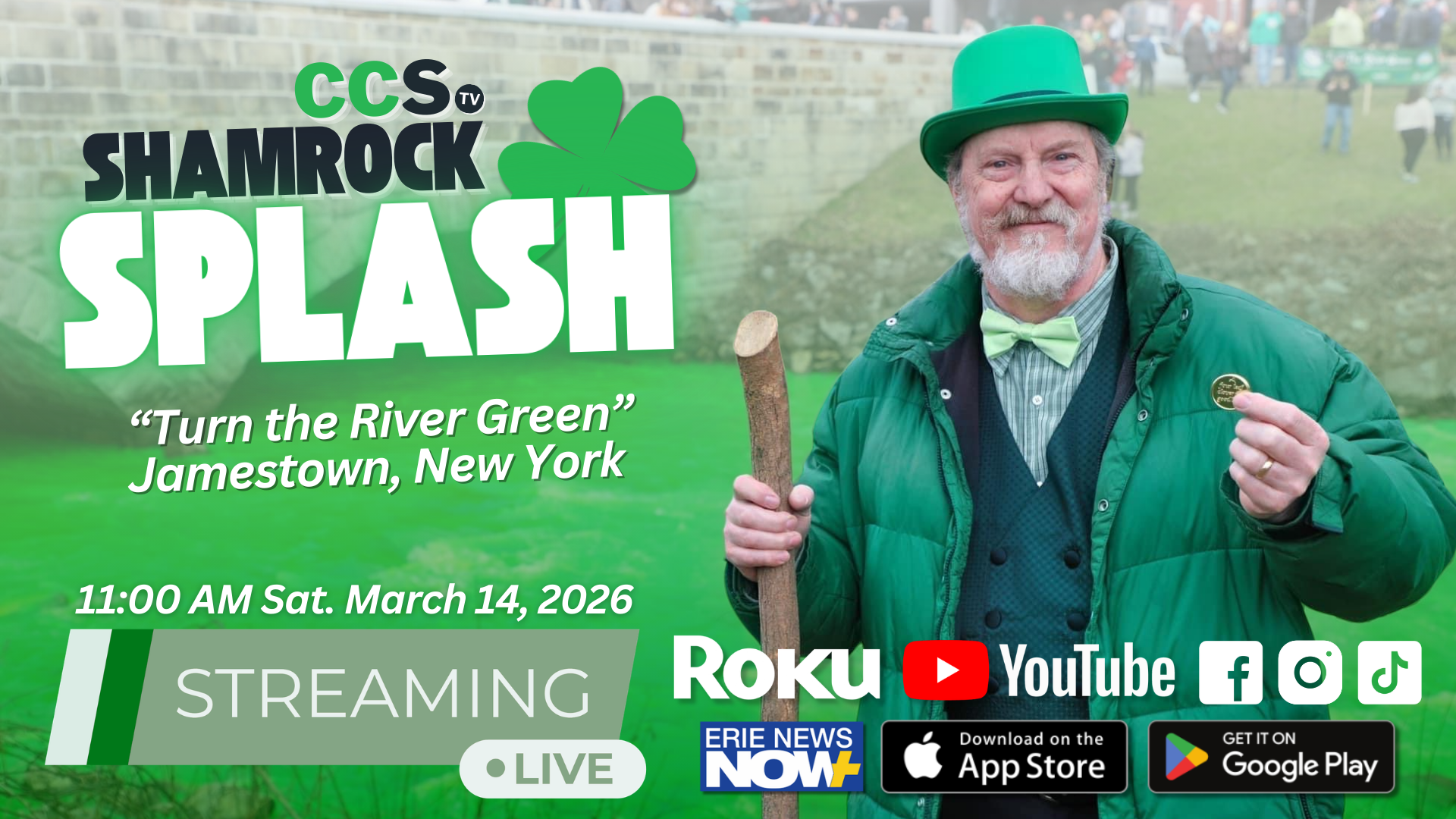Jamestown Turns the Chadakoin River Green | CCS-TV Shamrock Splash